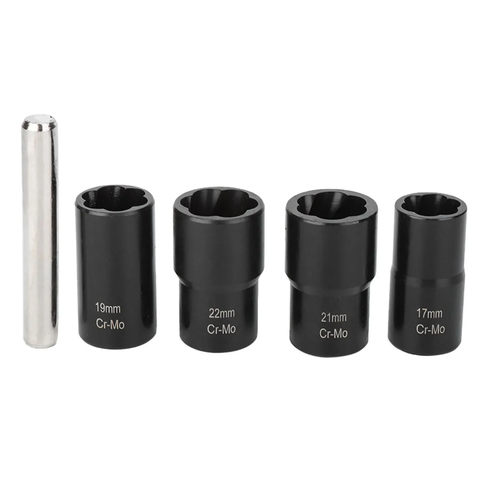 5Pcs Twist Socket Set Locking Wheel Nut Bolt Stud Extractor Removers 17mm 19mm 21mm 22mm Socket