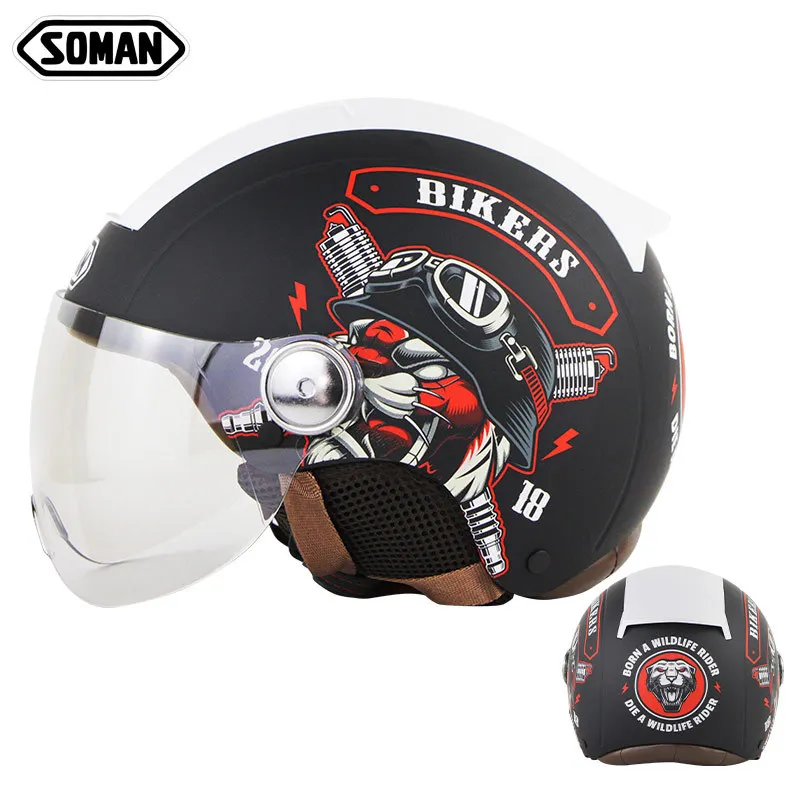 SOMAN Electric Motorcycles Half Helmets Unisex Universal Sun Protection Comfortable Four Seasons Electric Bicycle Safety Helmet