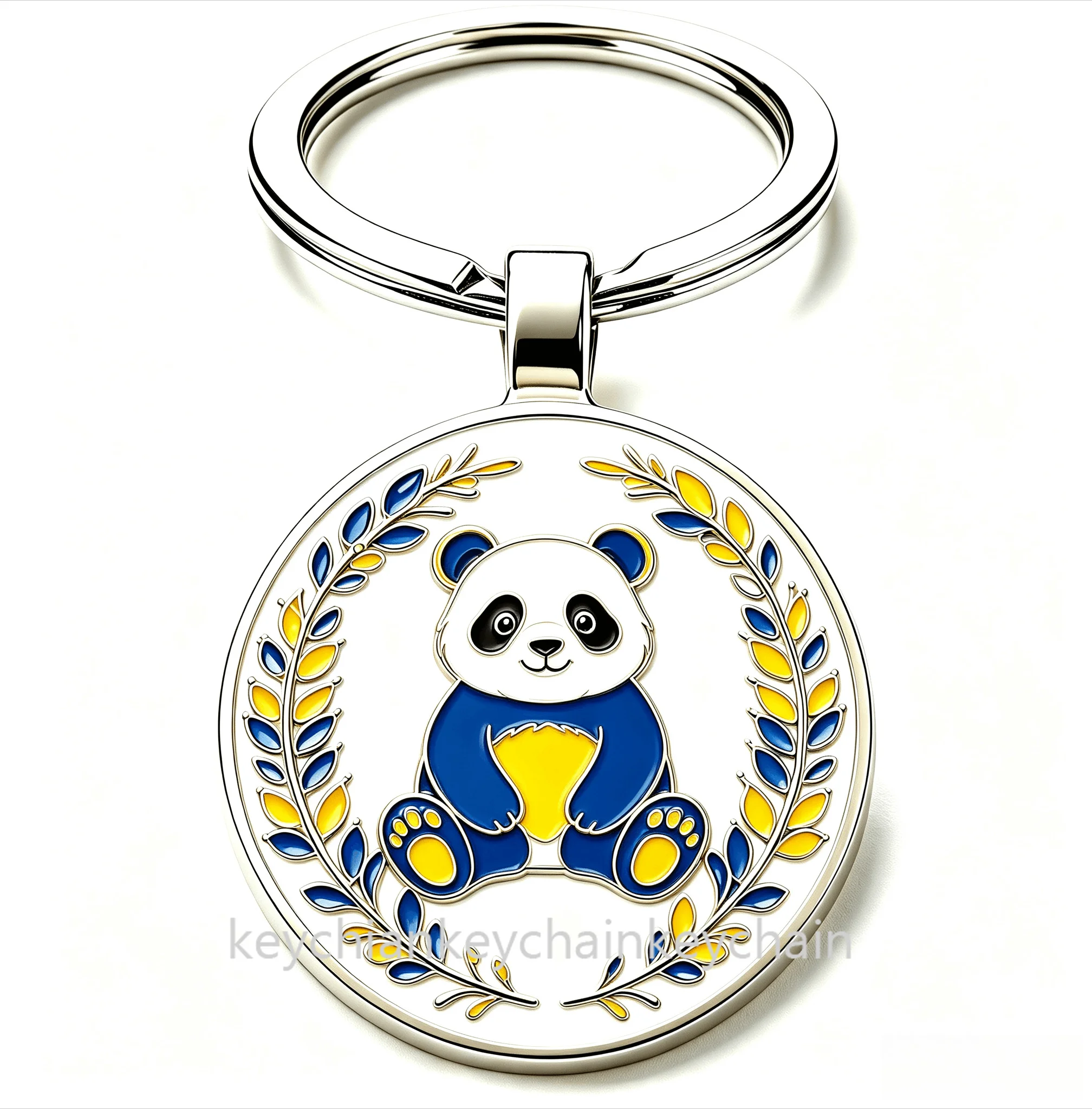 Ukraine Blue Yellow Cute panda Keychain Pendant Key Ring Bag Car Key Chain Souvenir Gift