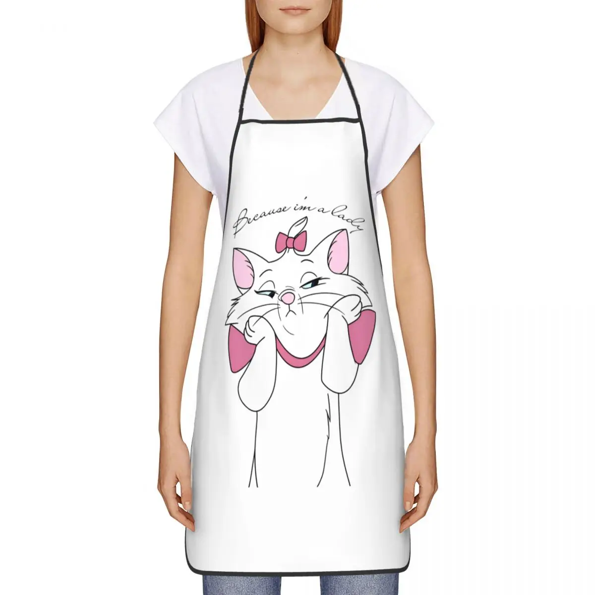 The Aristocats Marie Cat Cute Polyester Apron 52*72cm Kitchen Household Bib Tablier Gift Pinafores for Chef Barista