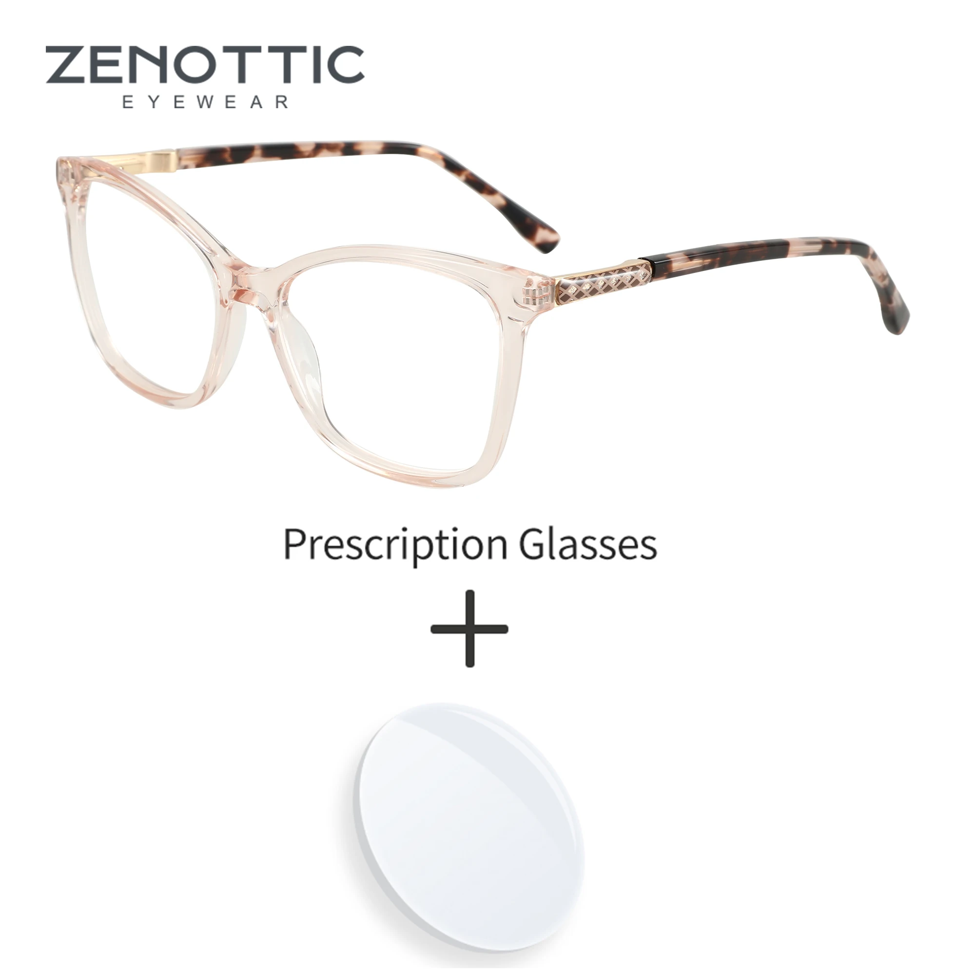 

ZENOTTIC Fashion Acetate Prescription Glasses Women Square Optical Eyeglasses Myopia Hyperopia Progressive Anti-Blu-ray