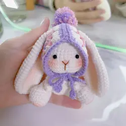 Handmade Knitting Crafts Cute Rabbit Keychain Creative DIY Amigurumi Knitting Needles Hook Material Children's Birthday Gift