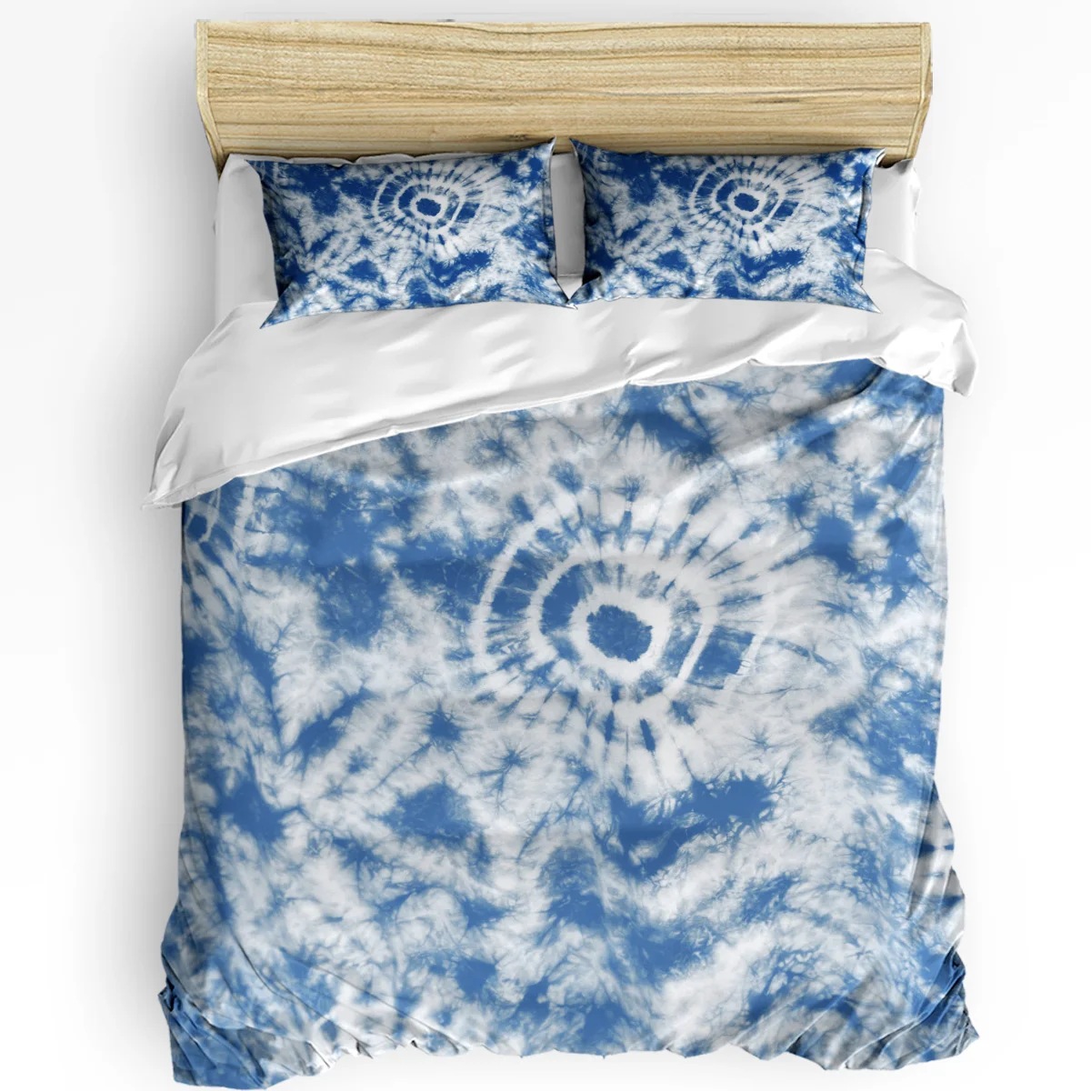 Blue Tie-Dye Ethnic 3pcs Duvet Cover Set Pillow Case Bedroom Single Double Bed Comforter Bedding Set Quilt Cover