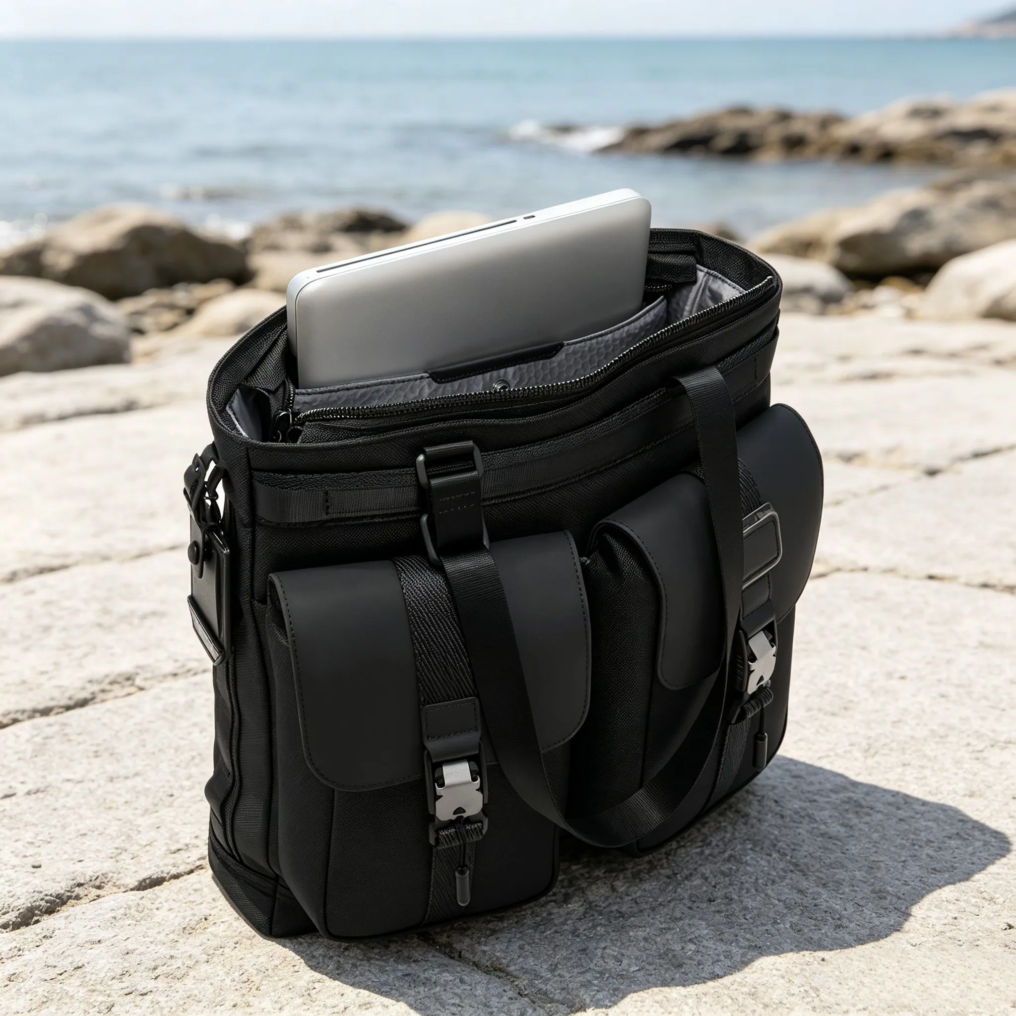 Men Ballistic Nylon Tote Bag Minimal Business Commute Daily Casual Single Shoulder Crossbody Bag view 4