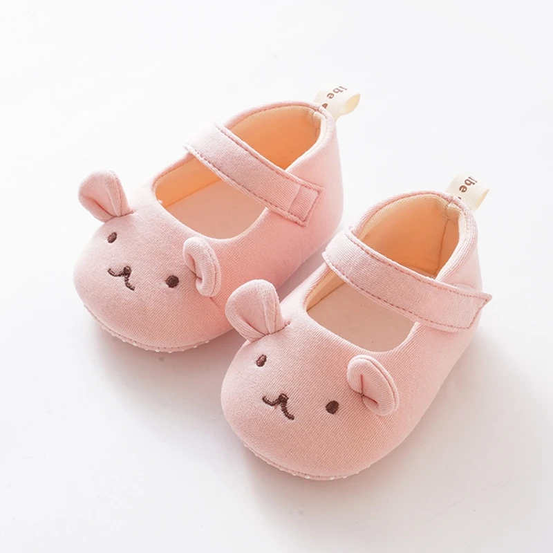 

Baby Girl Dress Flats Soft Soles Cute Bear Embroidery Mary Jane Shoes Casual Walking Shoes for Newborn Toddler