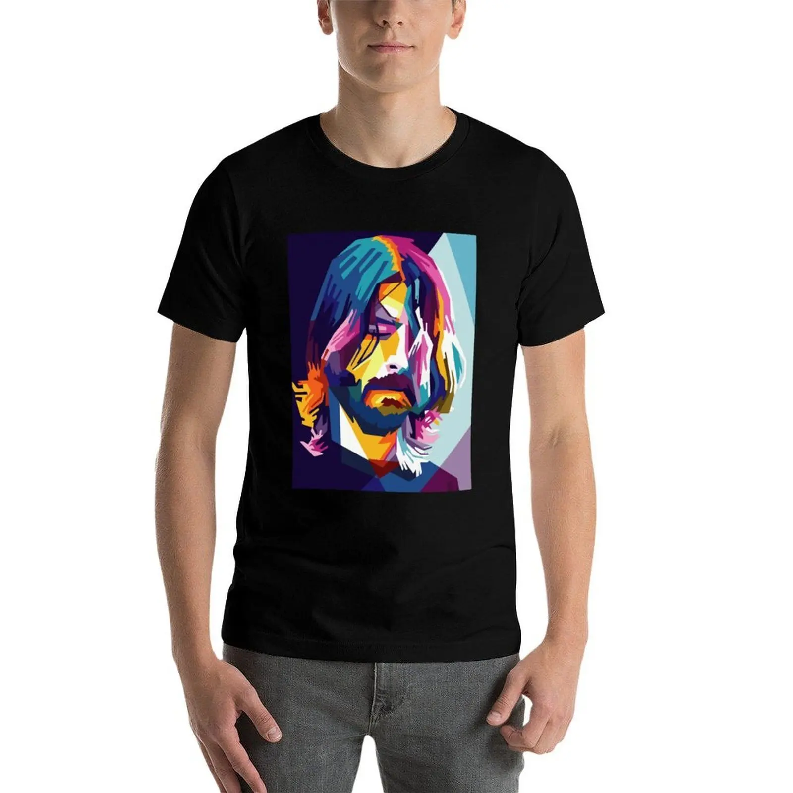 تي شيرت DAVE GROHL تي شيرت قطني أسود عادي للرجال حزمة تي شيرت شخصي