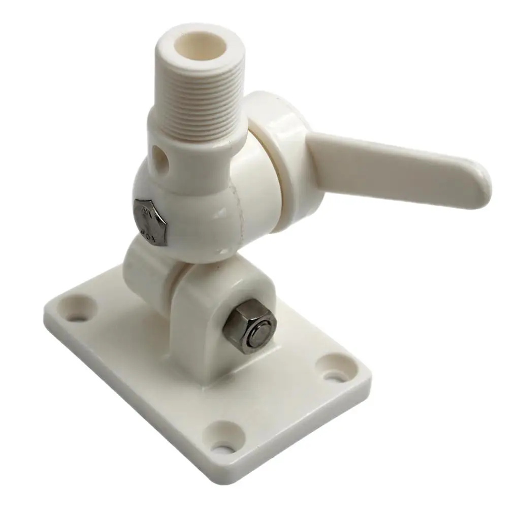 

Marine Antenna Base White Nylon Deck Mount Adjustable Ratchet Bracket Plastic Weatherproof Accessory for Yacht Installation