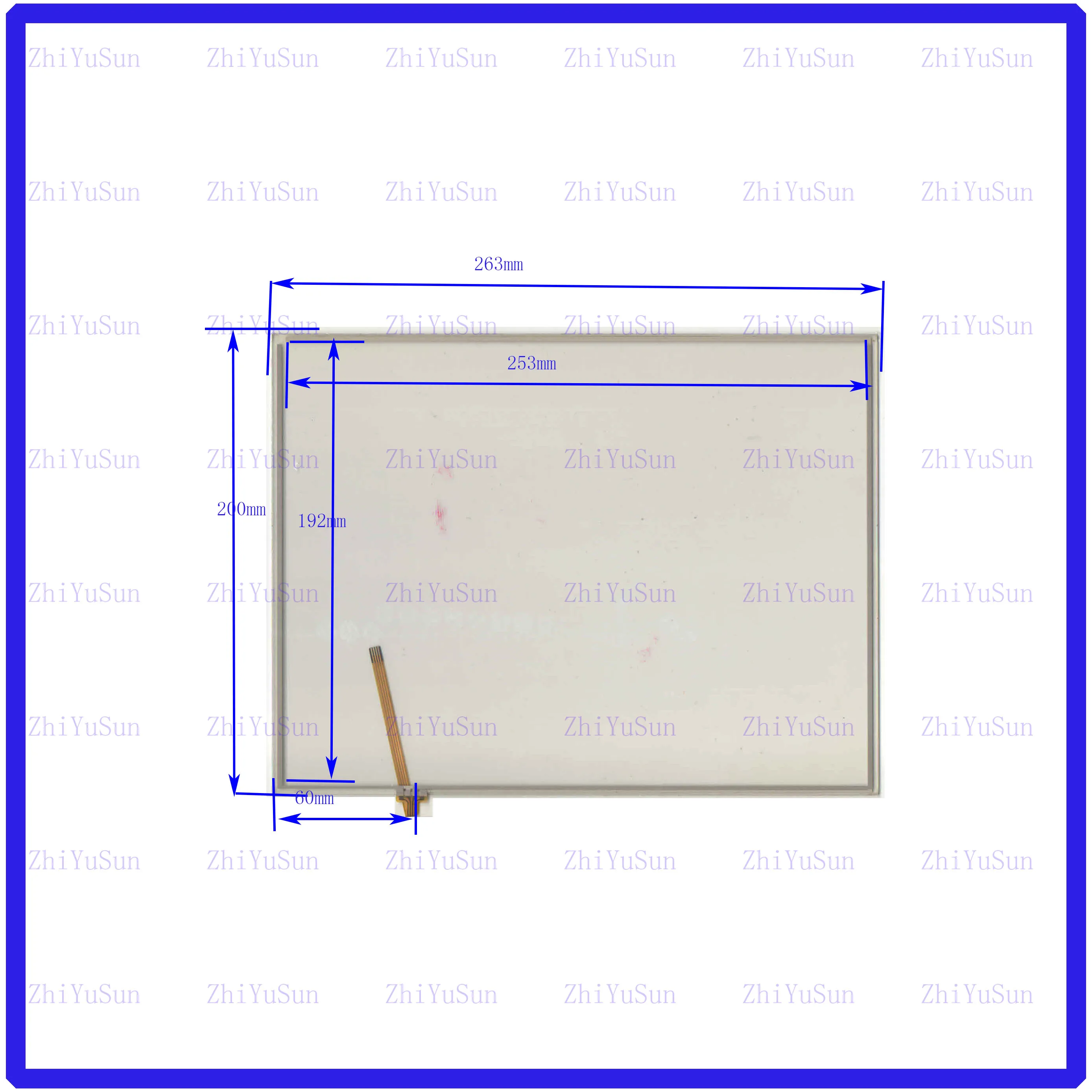 263*200mm  industrial touch handwriting external screen glass four wire resistor 12.1 inches 263*200