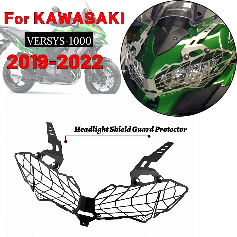 

MTKRACING For KAWASAKI Versys 1000 VERSYS1000 2019 2020 2021 2022 Headlight Shield Guard Protector Headlamp Mesh Grille Cover