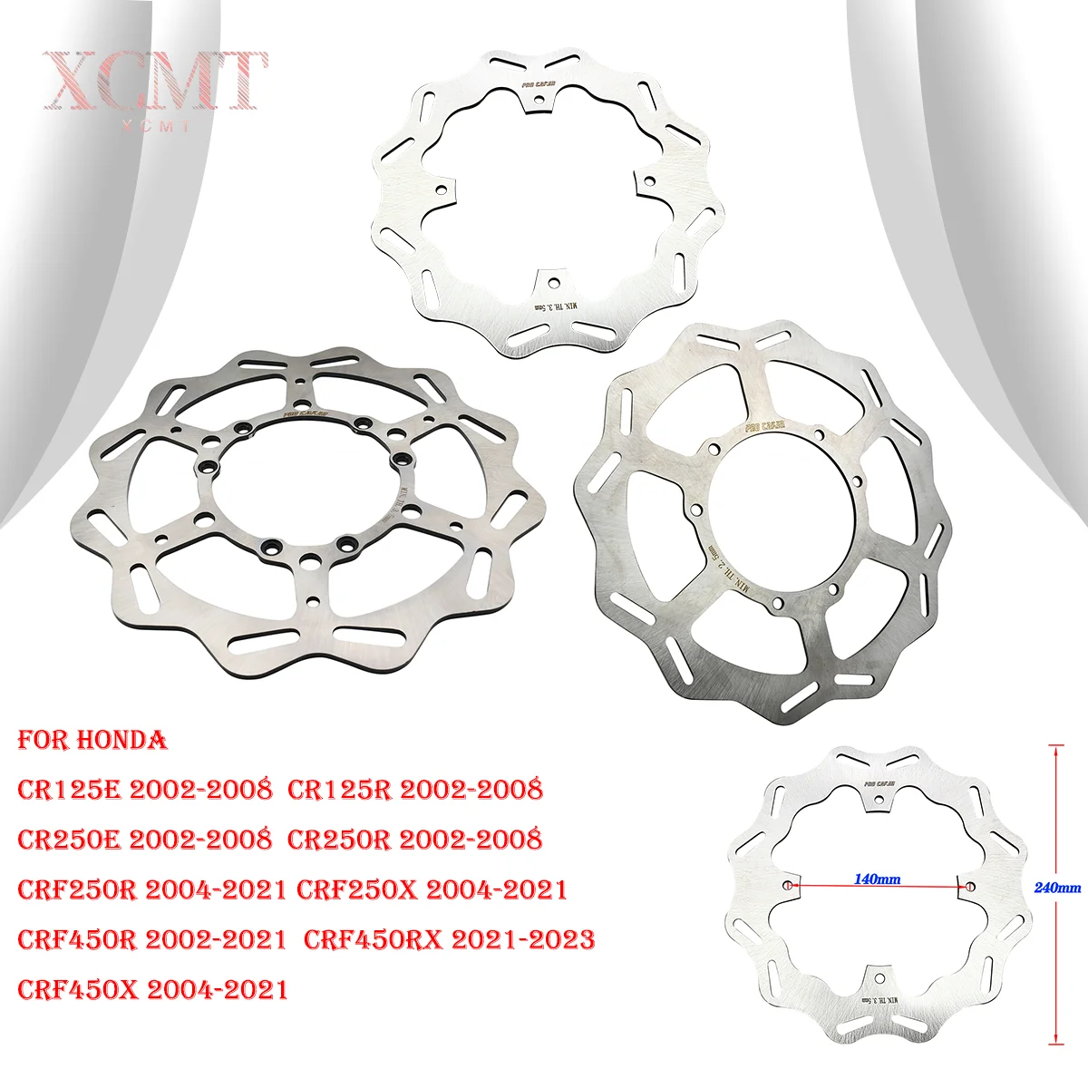 

270mm 260mm 240mm Front Rear Brake Disc Rotor For Honda CR125 CR250 CR125R CRF250R CR250E CRF250R CRF250X CRF450R CRF450RX Etc