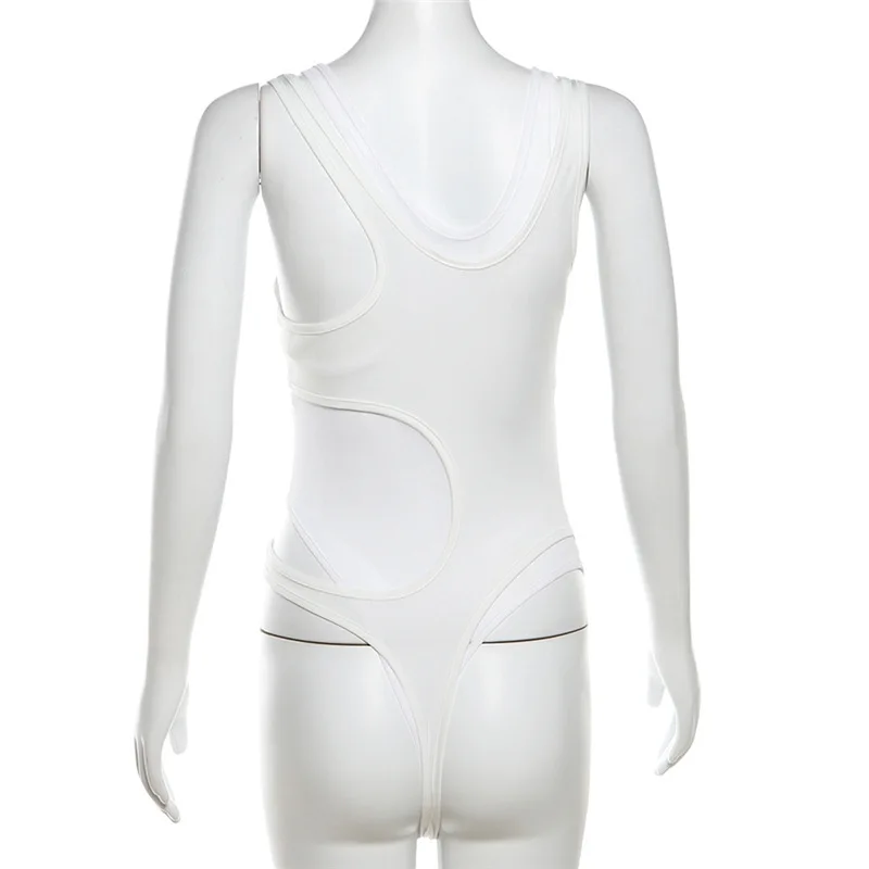 بدلة نسائية مثيرة ضيقة بحمالة رقبة ، عارية الذراعين ، رقبة منخفضة ، أحادية اللون ، بسيطة ، مطاطية ، نحيفة ، ملابس الشارع الشهير ، عارية الذراعين ، الصيف ، الاتجاه ،