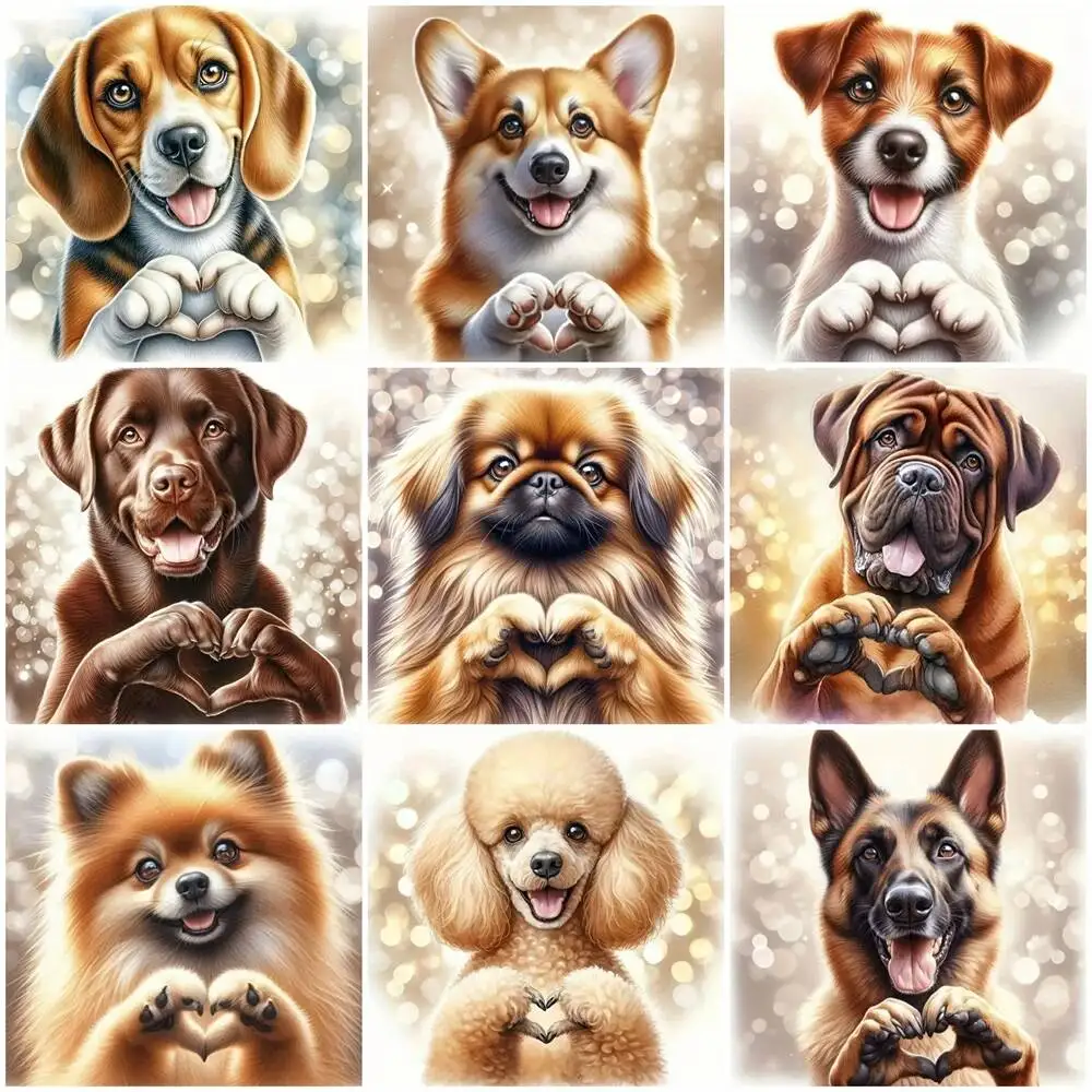 EverShine Diamond Embroidery Puppy Dog 5D Diamond Painting Animal DIY Full Drill Mosaic Heart Picture Of Rhinestones Unique Gift