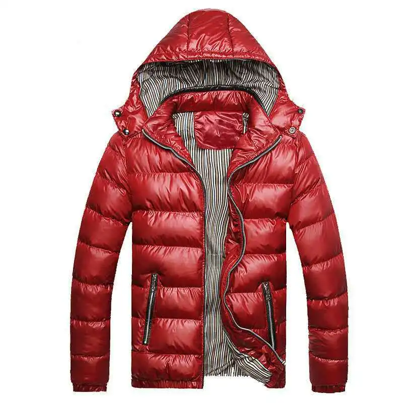 Winter Heren Parka Met Capuchon Dikke Warme Casual Uitloper Mannelijke Patchwork Mode Gewatteerde Jassen Hoed Afneembare Slanke Parka Jassen Man