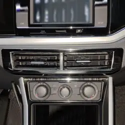 Stainless Steel Car Accessories Center Console Air Conditioner Air Outlet Vent Frame Cover Trim Sticker For VW Polo 2019 2020