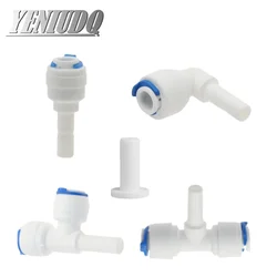 Reverse Osmosis 1/4 3/8 Hose Connection Quick Coupling Stem L Straight Tee RO Water Aquarium Plastic Joint Pipe Fitting