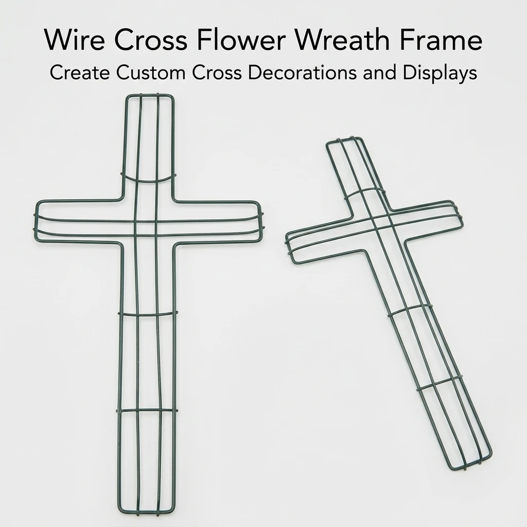 Easter Decoration Cross Wreath Frame Metal Floral Form for Spring Holiday DIY Artificial Flower Arrangement Craft Supplies