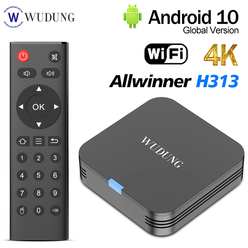 WUDUNG TX1 Mini Android 10 فك التشفير مشغل الوسائط Allwinner H313 2.4G Wifi 4K HD 2GB 16GB صندوق التلفزيون الذكي TV Stick رائجة البيع