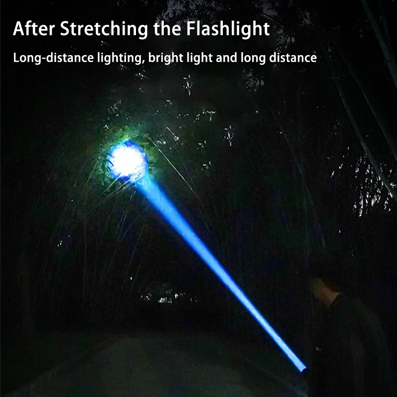 High-power Led Flashlight Rechargeable Zoomable Torch Built-in Battery Power Hand Lamp for Night Work Outdoor Emergency Light