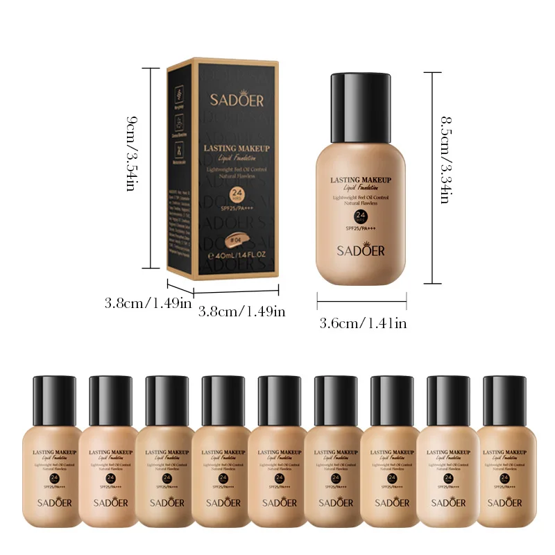 10 farben Matte Weiche Basis Lange Tragen Öl Kontrolle Flüssigkeit Basis Creme Bleaching Feuchtigkeitsspendende Foundation Flüssiges Make-Up 40 ML