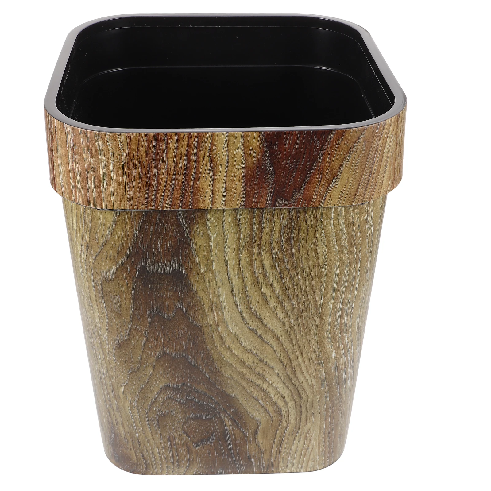 

1pc Thickened 14L Imitation Solid Wood Trash Can for Home Hotel Bedroom Kitchen Eco-Friendly PP Material Pressure Ring Design