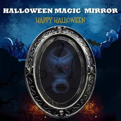 Halloween Scary Decoration Magic Mirror Ghostface With Creppy Sound And Light Performance Props Masquerade Bar Horror Decor