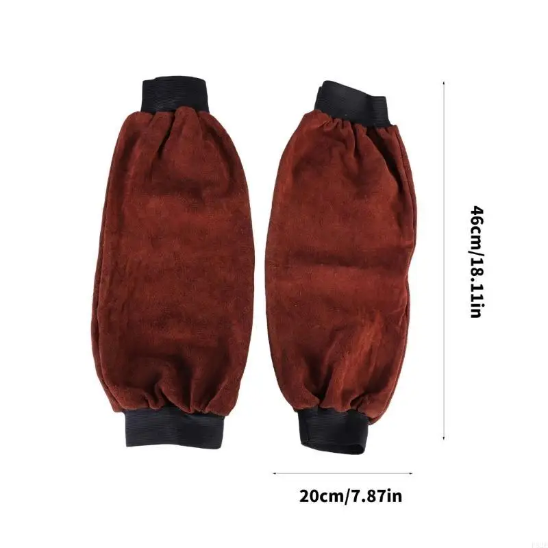 

P82E Leather Welding Sleeves Heat Flame Resistant Arm Protector Elastic Cuff Supply