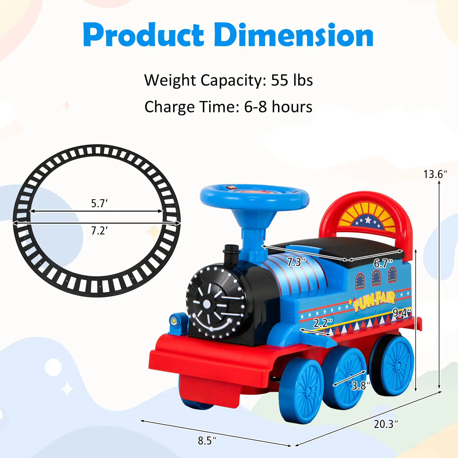 6V Electric Kids Ride On Train Motorized Train Toy w/ Track & 6 Wheels Navy