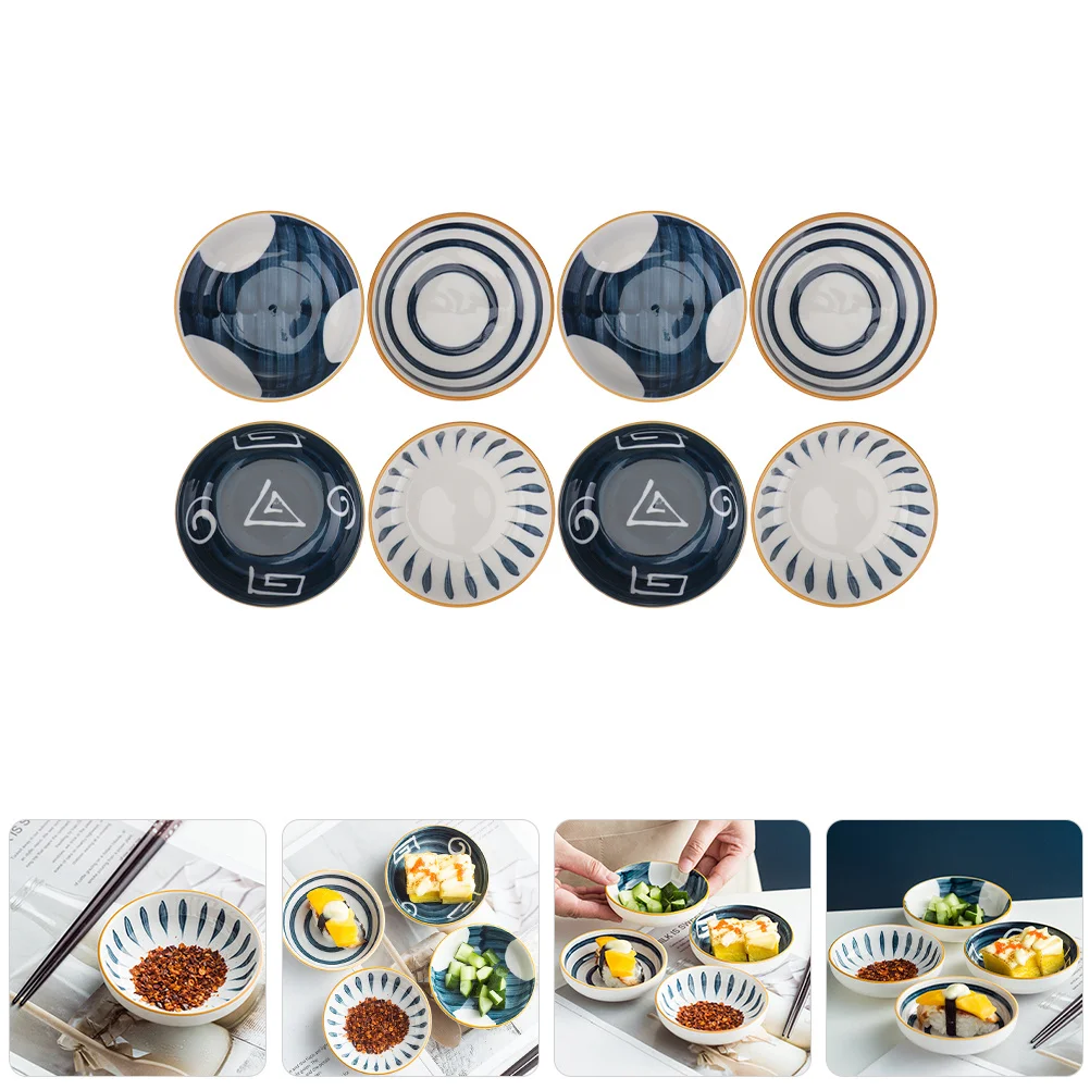 

8Pcs Small Ceramic Bowls Set Dip Bowls for Parties Condiment Dishes Flavor Plates Japanese Style Seasoning Dishes Dinner