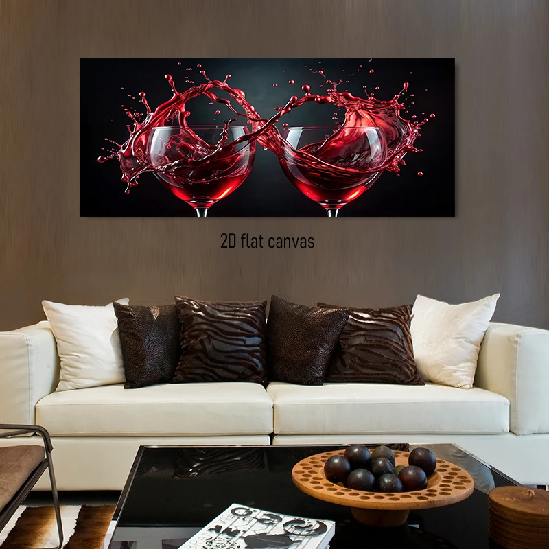 (1PC Unframe)1 abstract red wine splash decoration painting, restaurant bar wall art, frameless painting, 2D plan