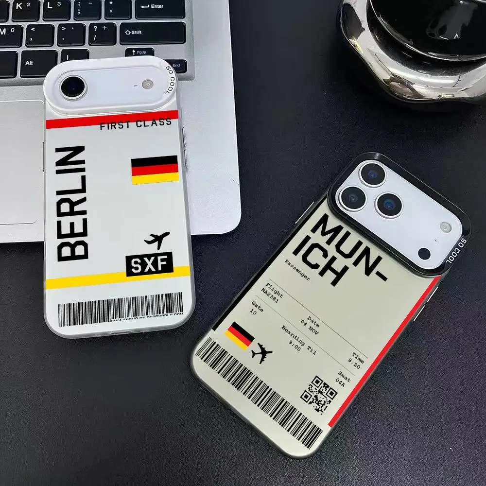 Avião berlin caso de telefone para iphone 17 16 15 14 13 12 11 pro max ar colorido fosco laser aurora à prova de choque caso de telefone