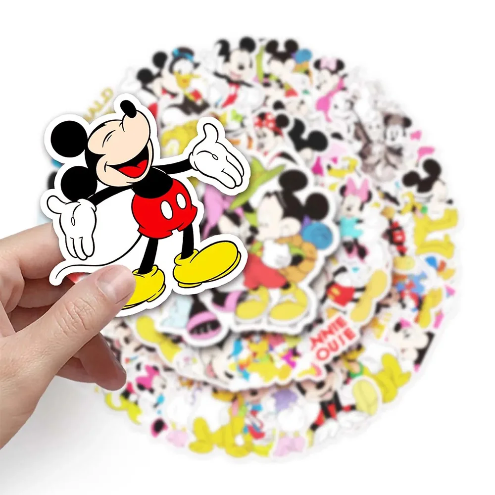 Disney-Kawaii Mickey Mouse Adesivos para Crianças, Decalques bonitos dos desenhos animados, Telefone Scrapbooking, Papelaria Graffiti Etiqueta, Brinquedo, 10 Pcs, 30 Pcs, 50Pcs