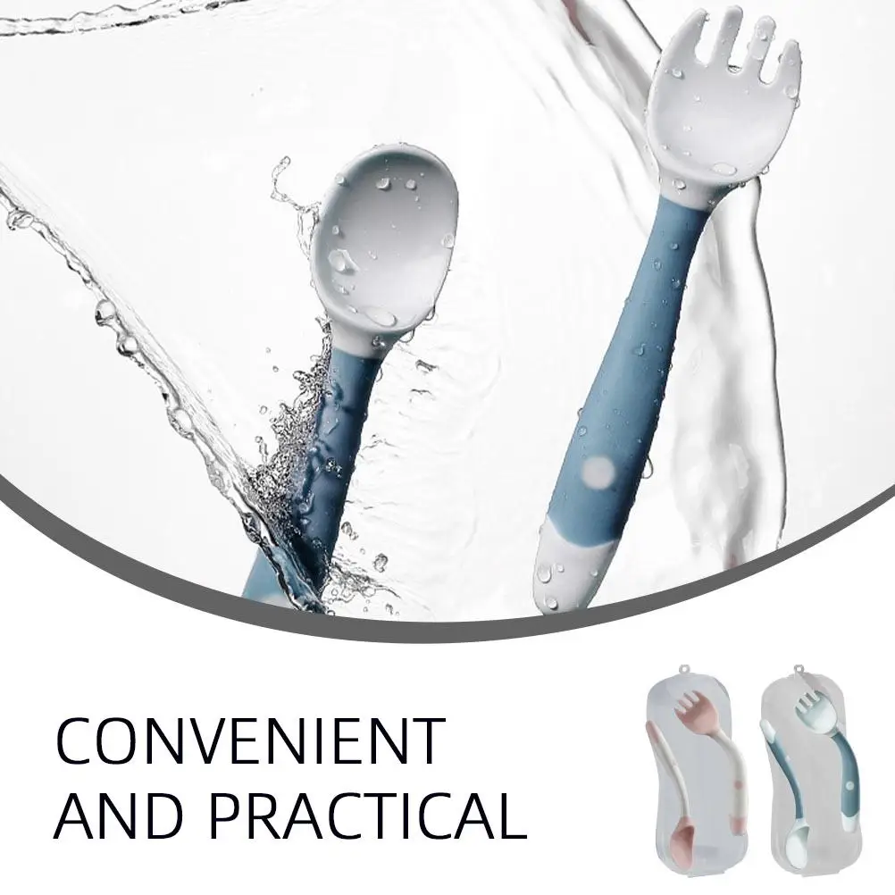 

2 Sets Baby Elbow Spoon Training Spoons Forks Toddlers Tableware Utensils Feeder Feeding