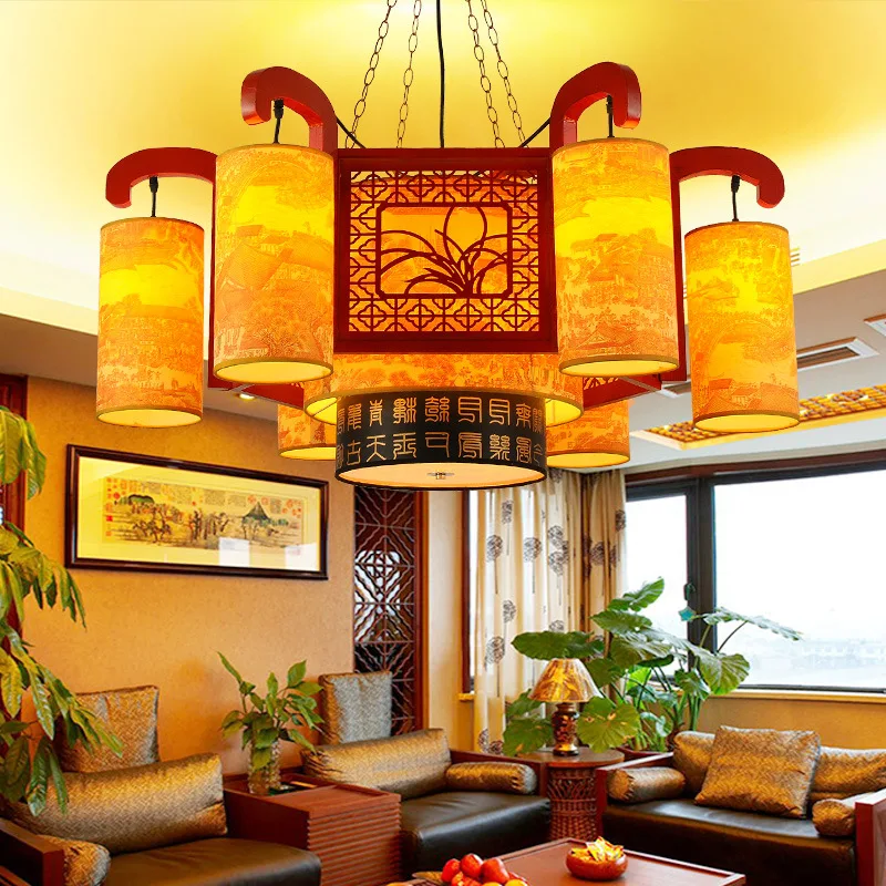 

Lamps Solid wood classical teahouse hotel hot pot restaurant retro Chinese style