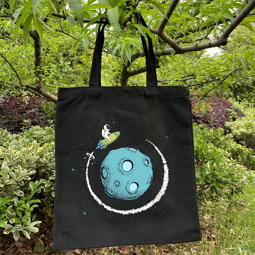 Cute Alien Universe Printed Canvas Tote Bag шопер dla kobiet Lekka torba na książki Dorywcza torba na ramię Duża pojemność na zakupy