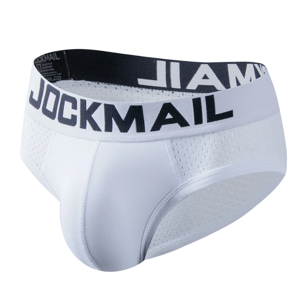 Jockmail Marke sexy Mesh atmungsaktive Männer Unterwäsche kurze Cueca Homosexuell Nachtwäsche Calzoncillos Hombre Schritt Baumwolle Tasse Höschen