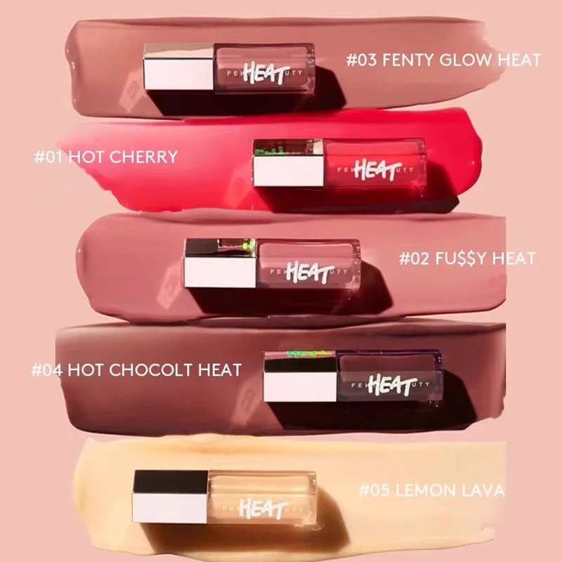 مجموعة مستحضرات التجميل من فينتي بيوتي، لون متدفق وغني، ملمع شفاه ريري الساخن، مسحوق خبز مدمج، عصي تحديد البودرة السائبة