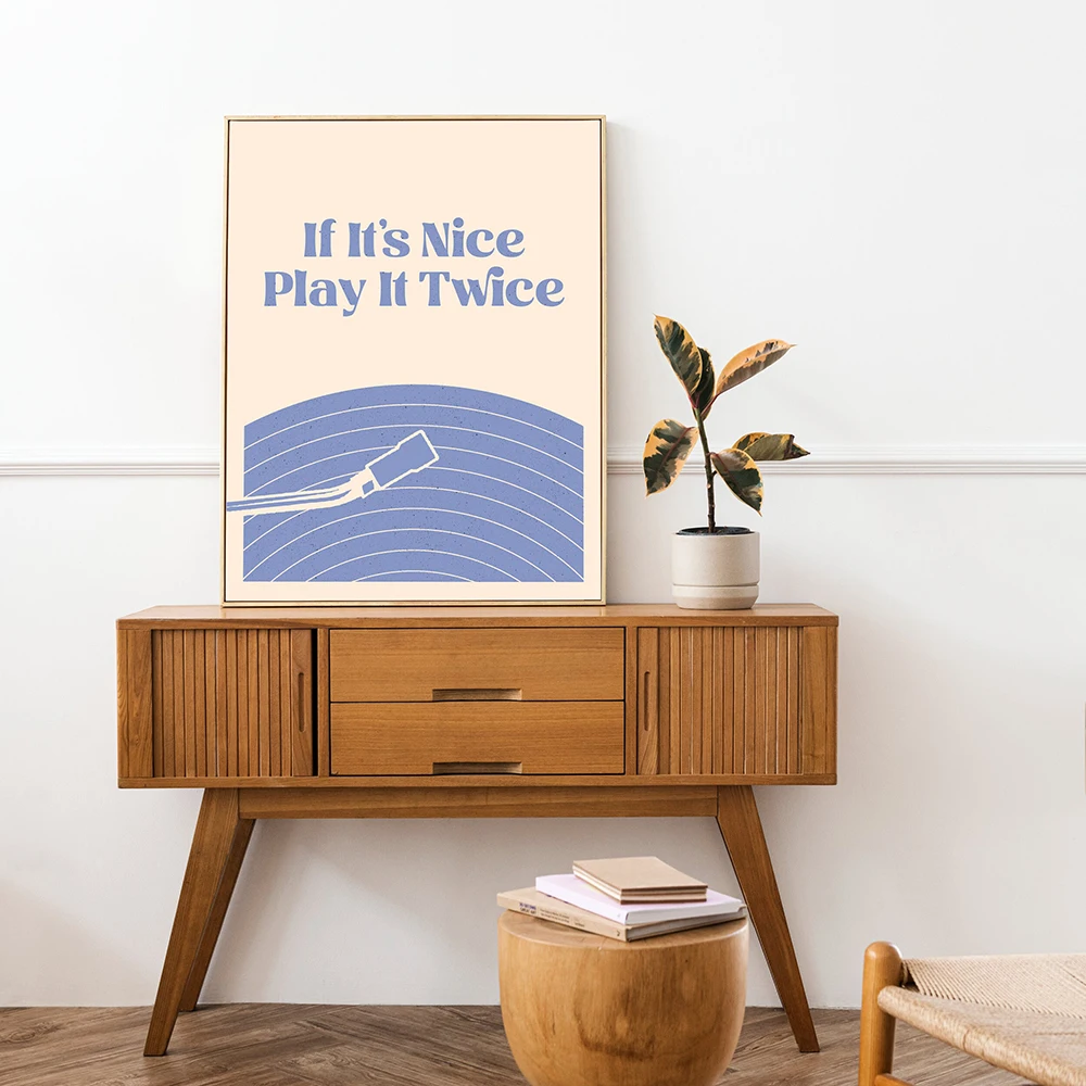 ملصقات موسيقية عتيقة لديكور غرفة المعيشة ، مشغل تسجيل ، إذا كان من الجيد لعبها مرتين ، فن جداري ، لوحة قماشية ، صورة