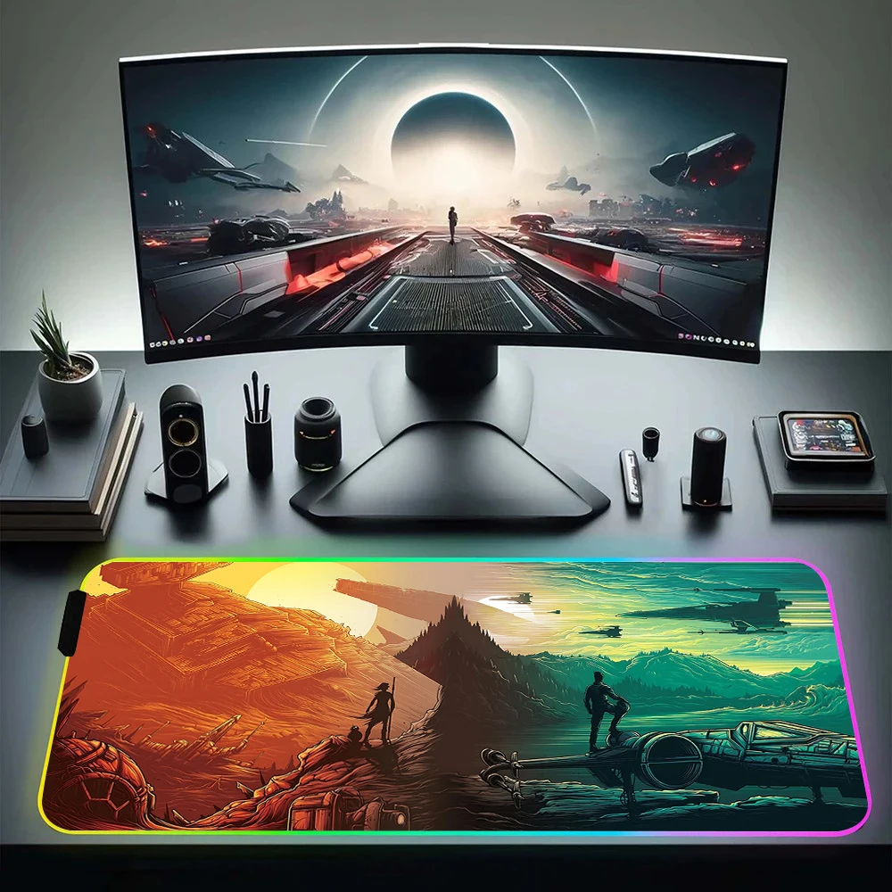 Imagem -05 - Star Wars Mouse Pad com Luz Led Rgb para Gamer Teclado Mouse Pad Borracha para Jogos de Computador