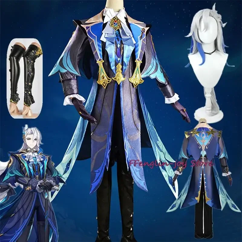 EE01 Neuvillette Cosplay Costume Game Genshin Fontaine Neuvillette Anime Cosplay Men Costume Full Set Carnival Halloween Cos&0Ww