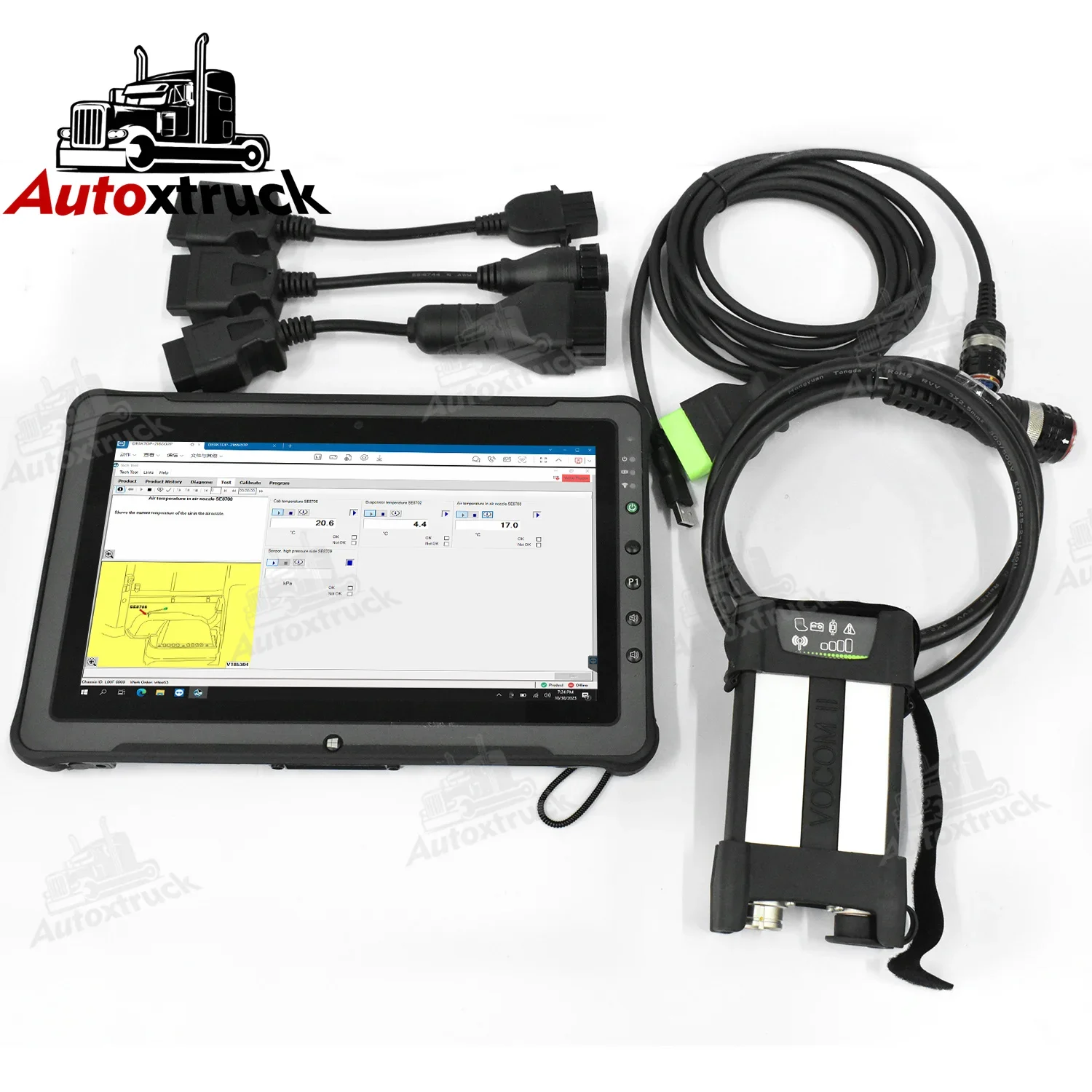 

Heavy Duty For VOCOM II 88890400 Truck Excavator loader V2.8 PTT dev2 VOCOM 2 interface Truck Car+F110 Laptop Diagnostic Tool