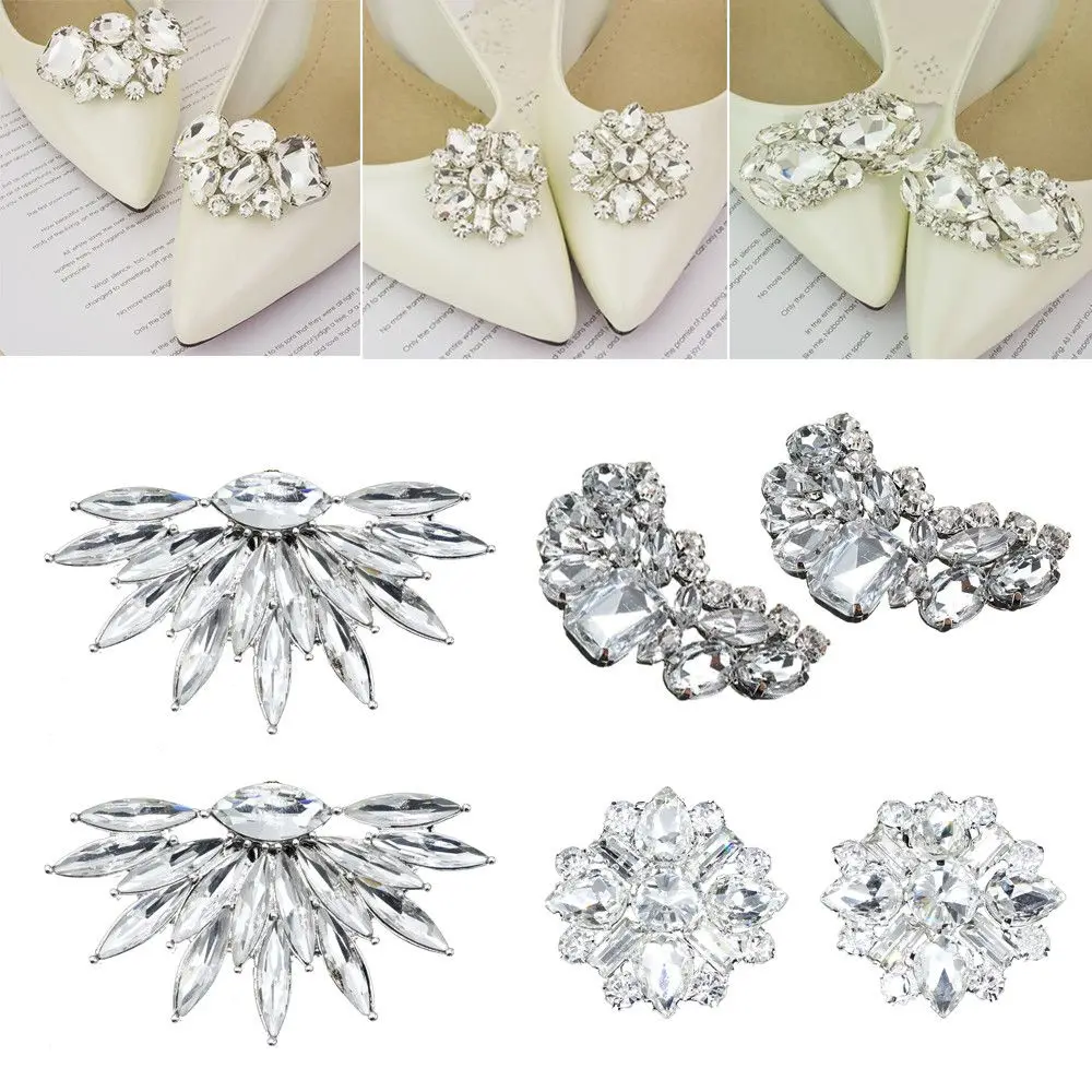 2PCS Shoe Accessories Brooch Bride Shoe Clip Wedding Shoe Decorations Shiny Decorative Clips Charm Buckle