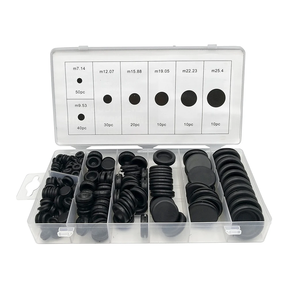 170pcs Grommet Firewall Hole Plug Set Rubber Wire Harnesses Sealing Gasket Boxed Multifunctional for Leakage Faucet/Hose Repair