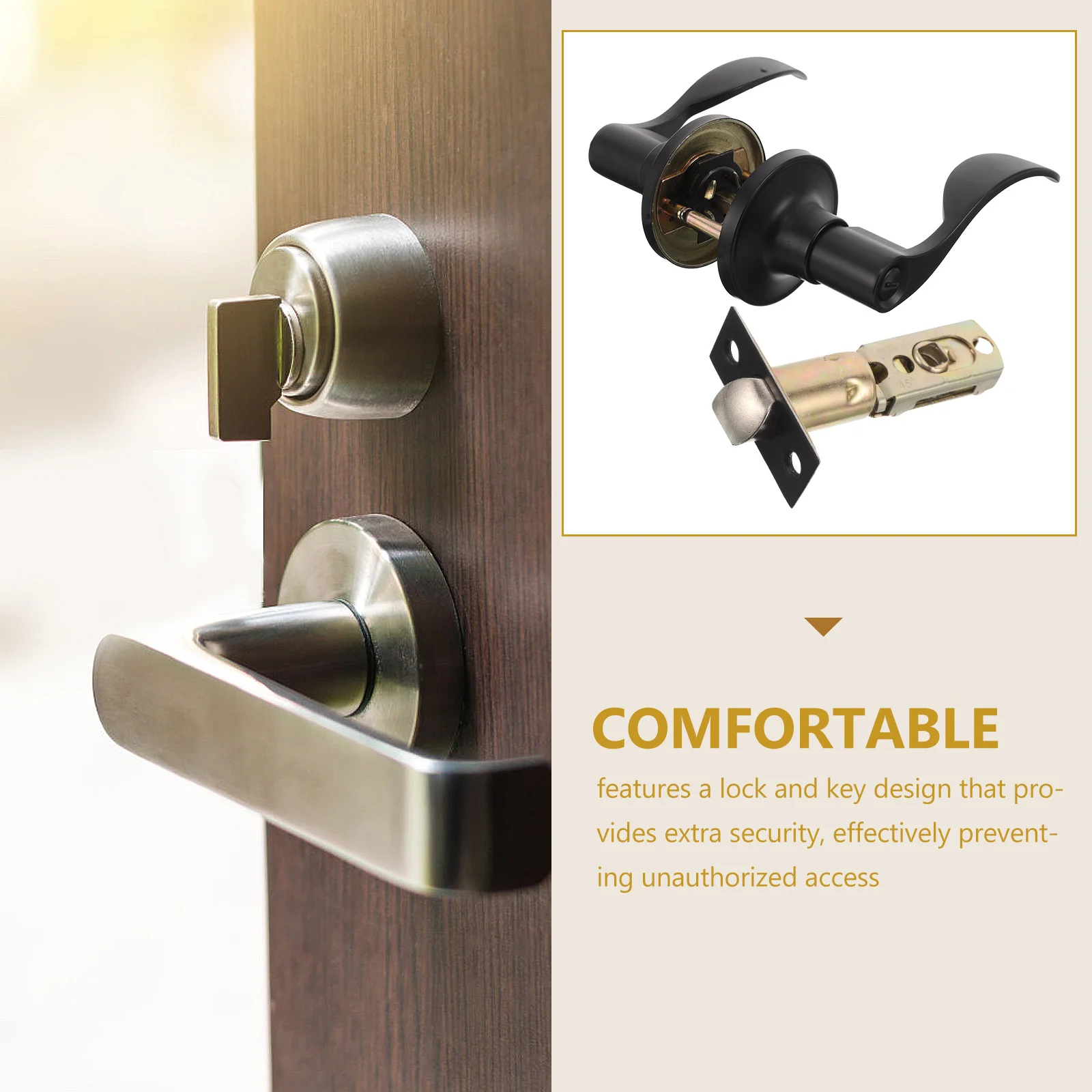 

Matte Black Door Handle Lock Style Privacy Silent Operation Bedroom Bathroom Living Room Entry Door Hardware