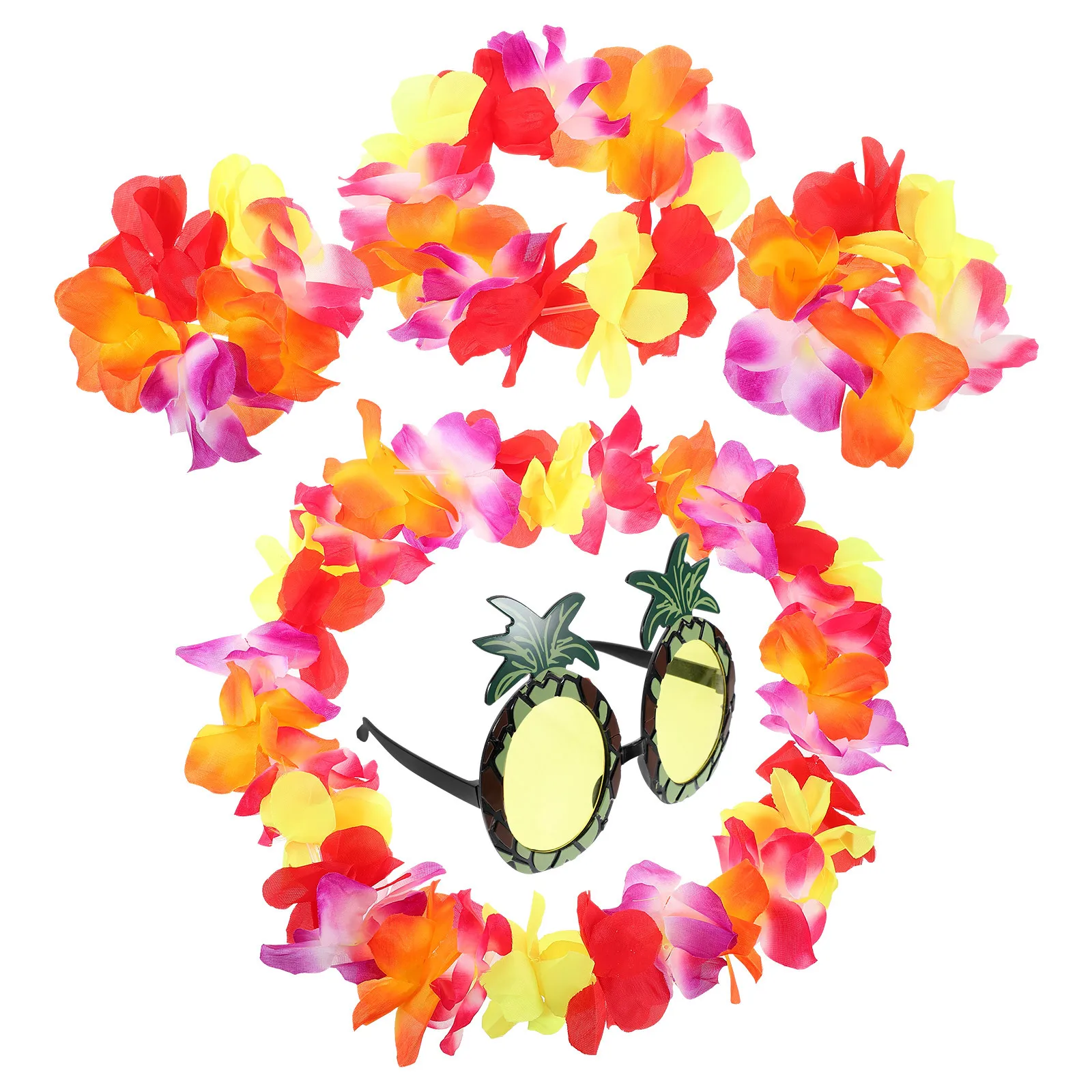 1 Juego de guirnaldas de flores grandes, accesorios hawaianos para fiesta, accesorios tropicales para vacaciones en la playa, decoraciones para disfraces de celebración Luau