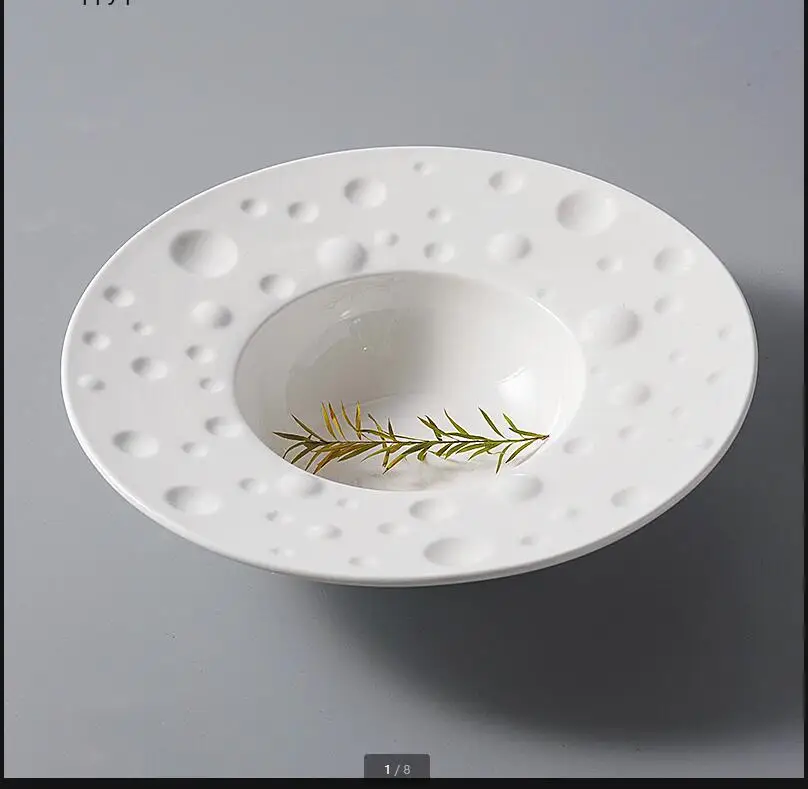 

Hotel Straw Hat Plate Dinner Plates Round Ceramic Soup Dessert Bowl Restaurant Tableware Salad Dish