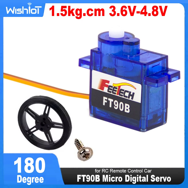 Feetech FT90B Micro Servo Digital 1,5 kg 9g Mini servomotor 180 grados POM engranajes de plástico + rueda para coche de Control remoto RC