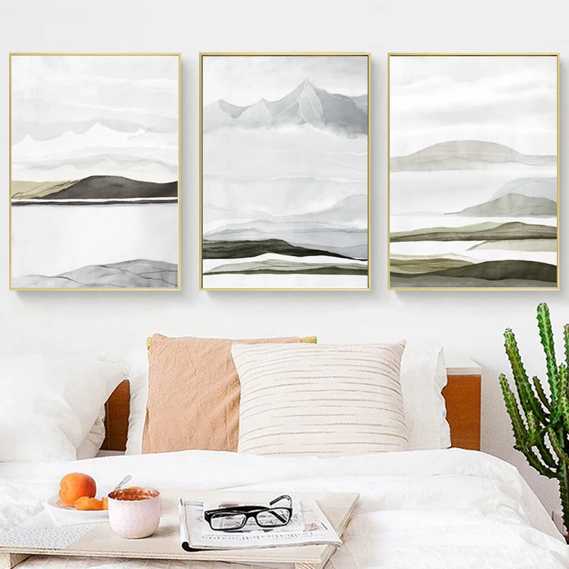 3 Teile/satz Nordic Minimalistischen Abstrakte Ozean Poster Leinwand Wohnkultur Moderne Wand Kunst Badezimmer Schlafzimmer Büro Wohnzimmer Kein Rahmen