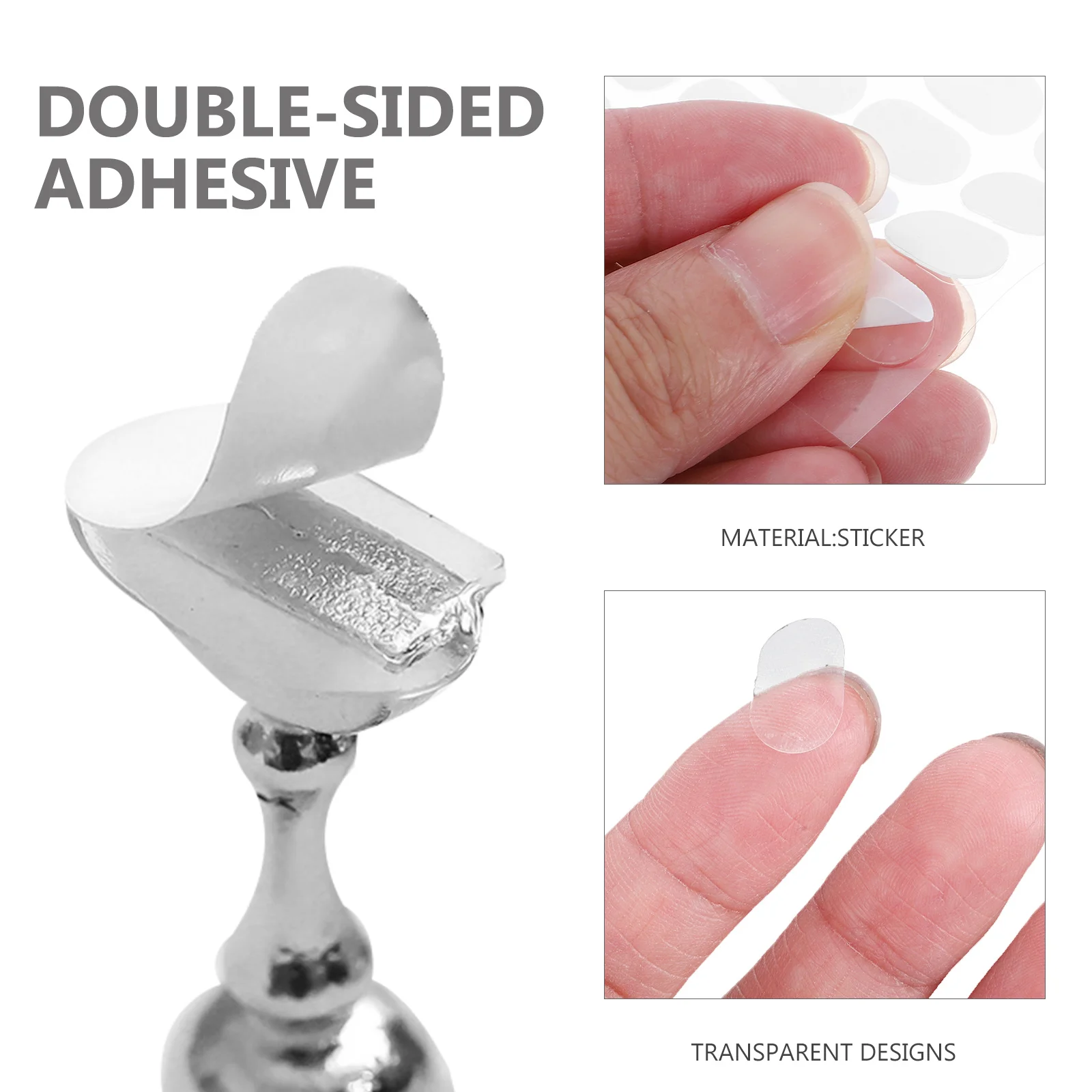 2 fogli adesivi biadesivi per supporto per unghie, trasparenti, a tenuta forte, per display per nail art, punti adesivi per manicure francese