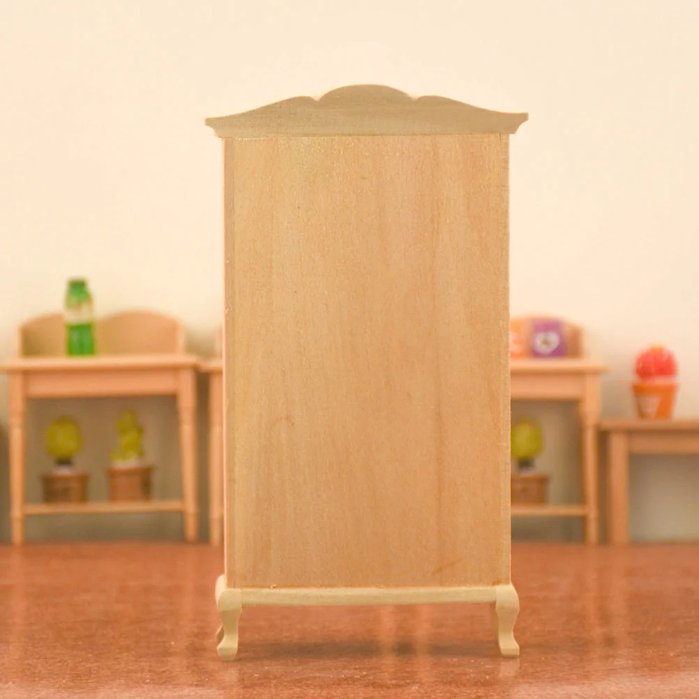 Wardrobe Model Toy Miniature Ornament Adornment Furniture House Decoration Wooden Dollhouse