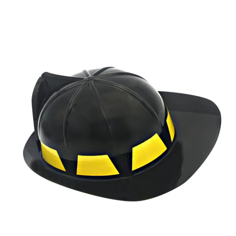 

2Pcs Simulation Firefighter Role Play Educational Creative Construction Hat for Kids Red Black Simulation Safety